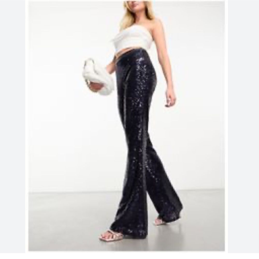 Club L London Sz 6 Black pants sheer, sequins, party, night